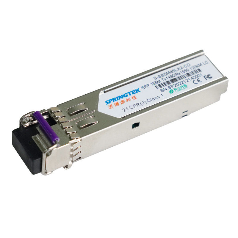স্প্রিংটেক Tx1490nm Rx1550nm DFB লেজার 155M একক মোড বিড়ি SFP 120km আল্ট্রা লং রেঞ্জ LC 155M SFP