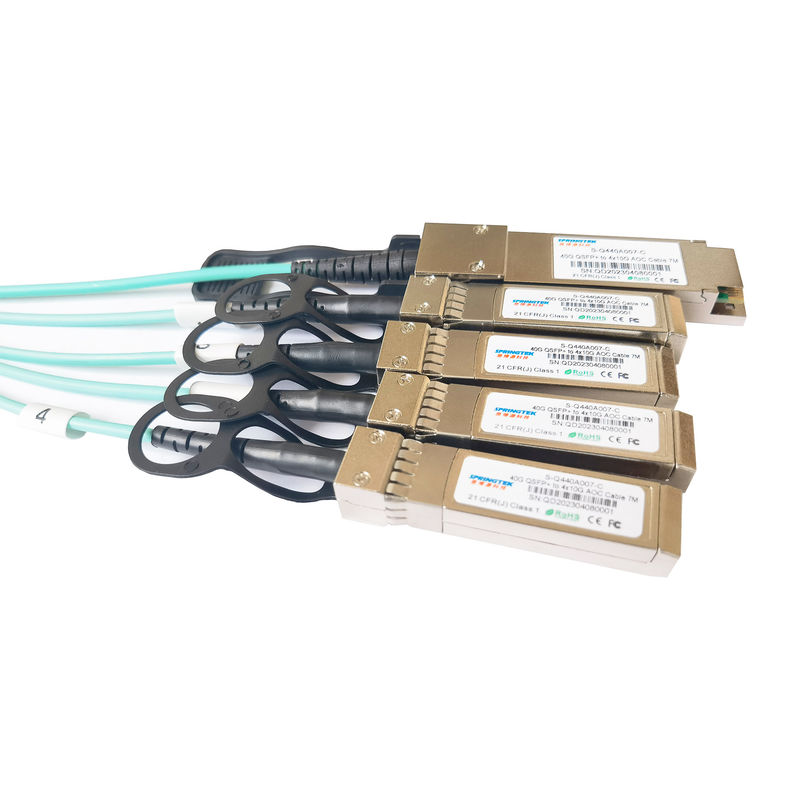 40g Qsfp+ থেকে 4x10g Sfp+ Aoc ব্রেকআউট কেবল 7m Ddm Om3 ফাইবার অ্যাক্টিভ অপটিক্যাল ট্রান্সসিভার 850nm Sfp Aoc কেবল