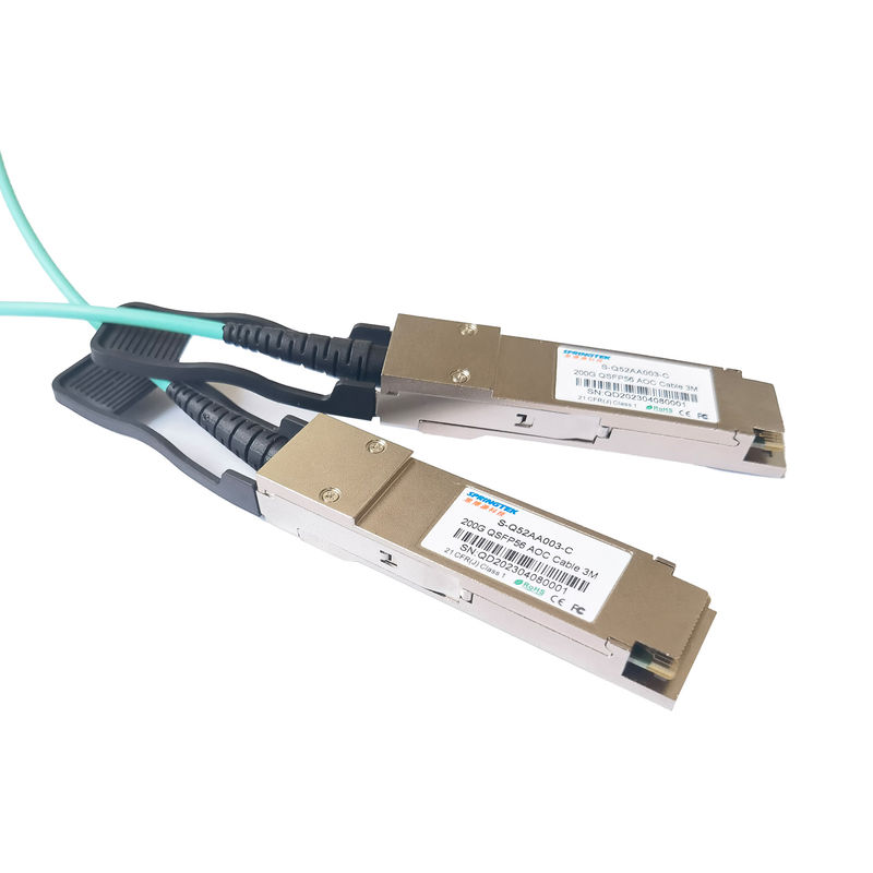 200G QSFP56 থেকে QSFP56 সক্রিয় অপটিক্যাল কেবল AOC OM3 অপটিক ফাইবার প্যাচ কর্ড ডেটা সেন্টার সরঞ্জামের জন্য ব্যবহার