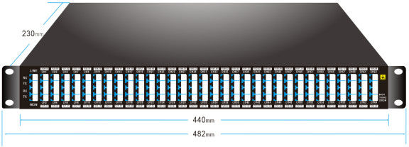 মনিটর পোর্ট LC/UPC 1U র্যাক সহ 75GHz 64CH 1528.68nm-1566.42nm DWDM MUX DEMUX
